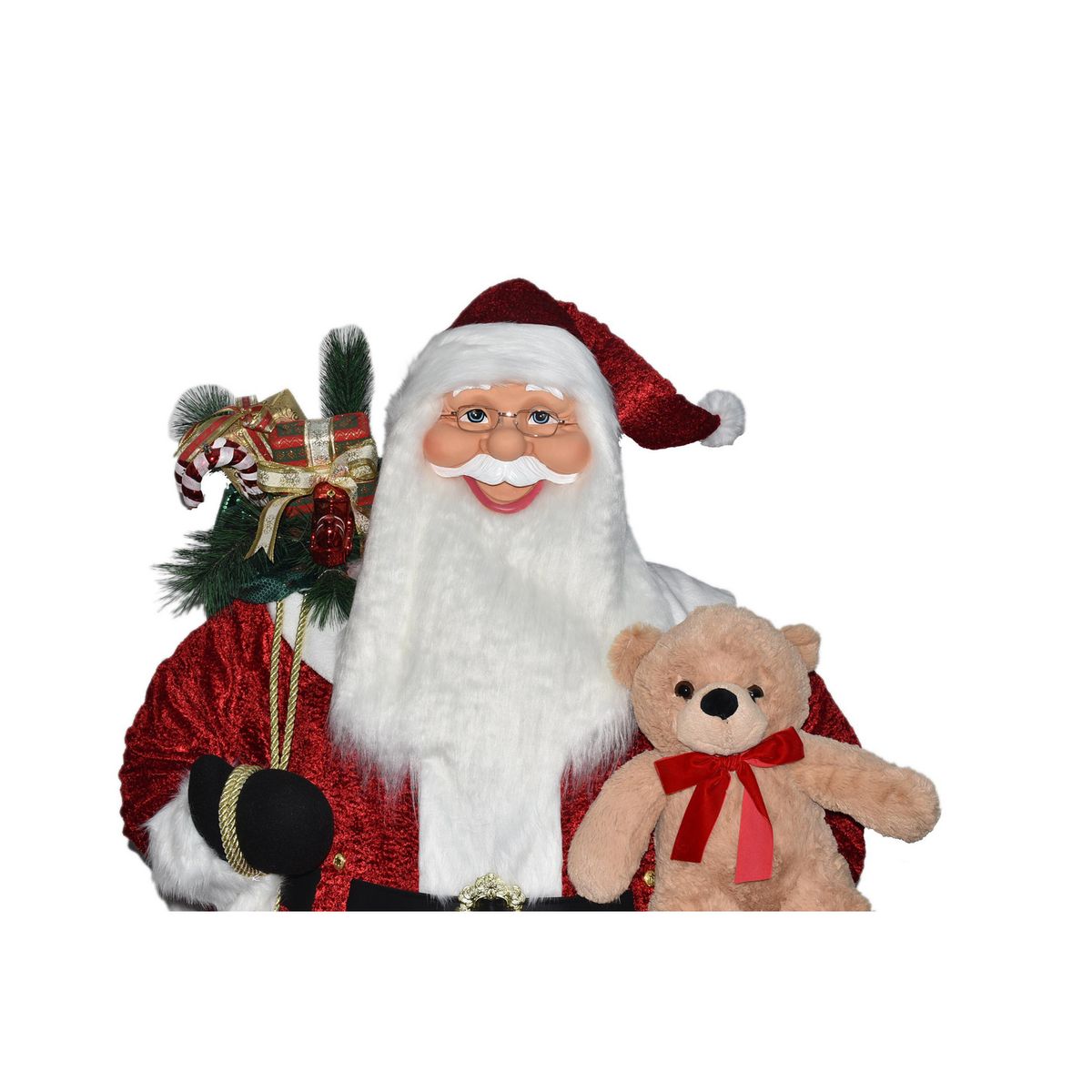 DEAR SANTA - Santa Navideño de Pie con Regalo y Oso 180cm