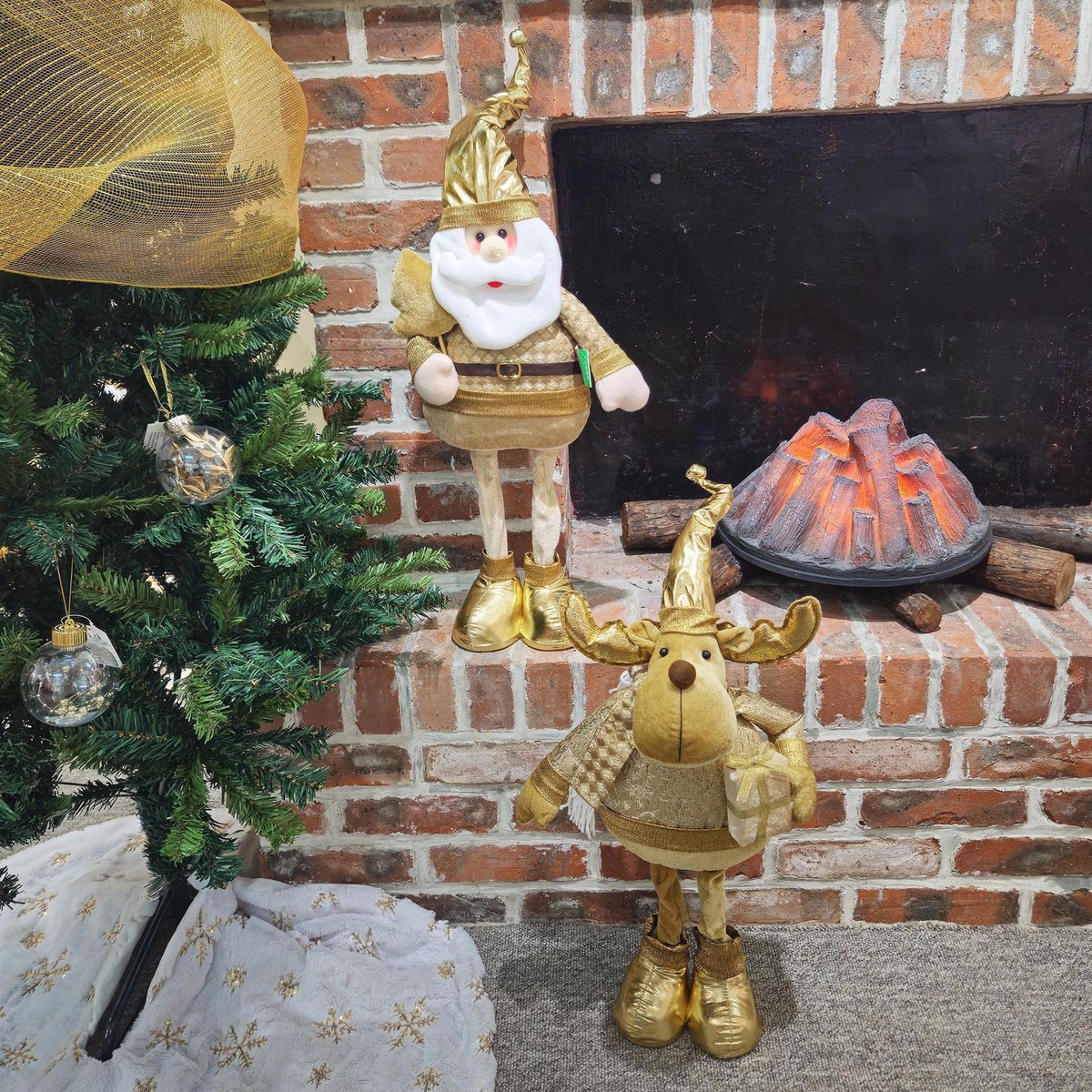 DEAR SANTA - Reno con Piernas Largas Dorado 63 cm