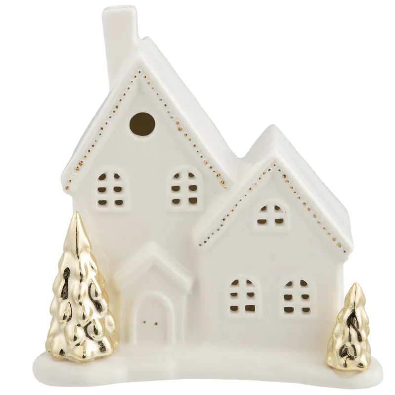 DEAR SANTA - Casa Doble con Luz Porcelana 17cm