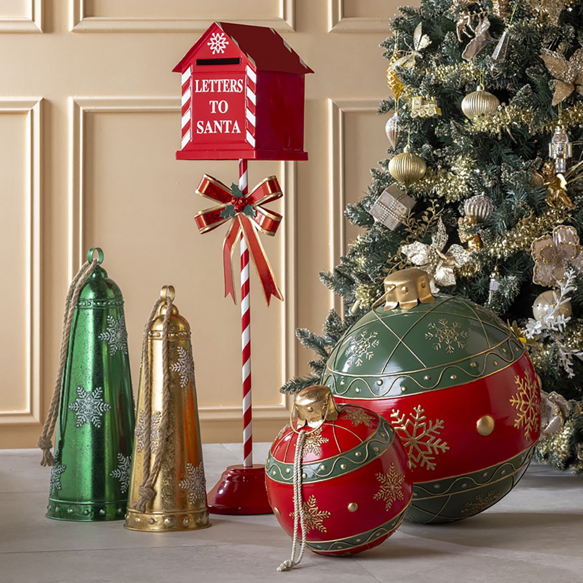 DEAR SANTA - Esfera de Navidad Rojo/Verde/Dorado 50cm