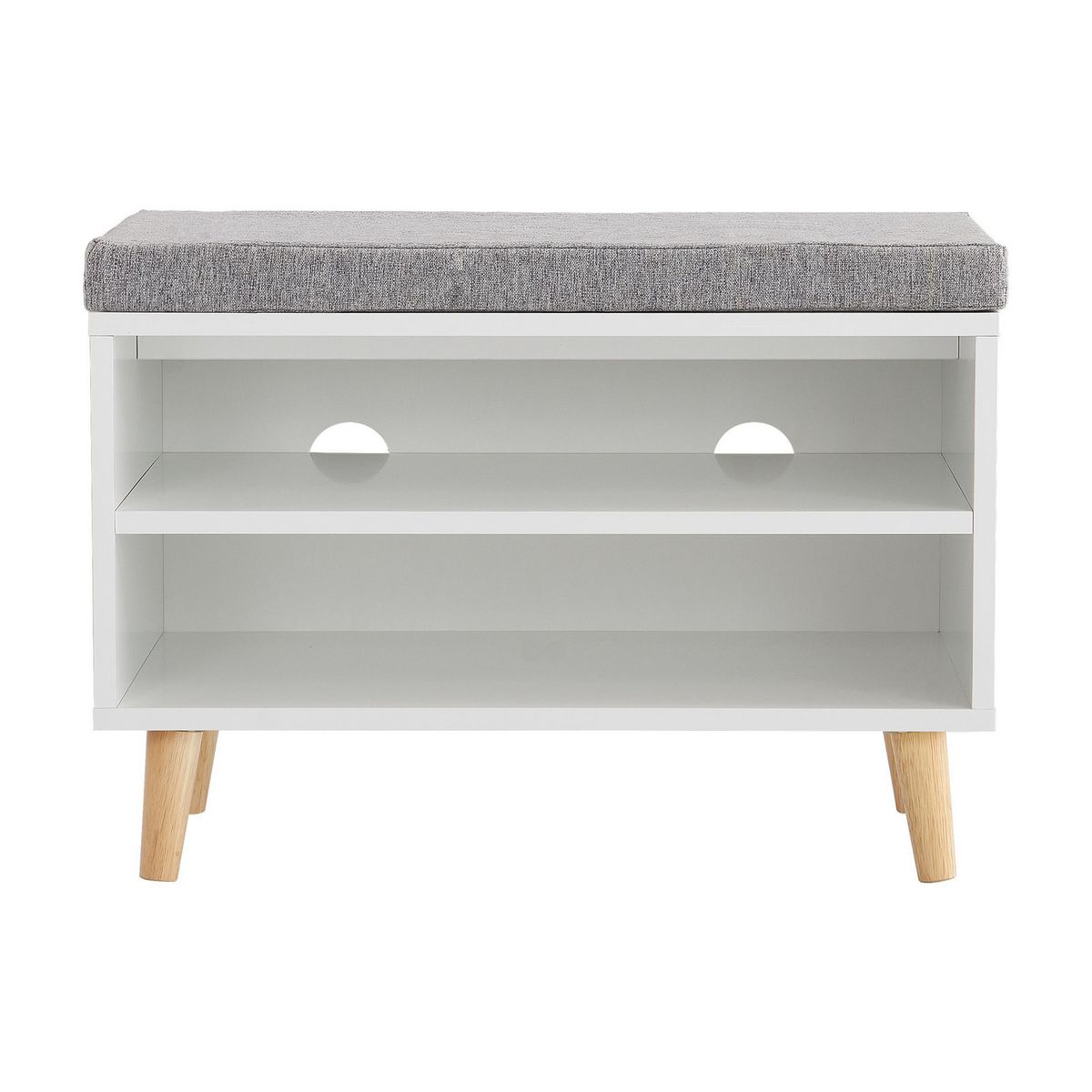 JUST HOME COLLECTION - Zapatero Banca sin Puerta 2 Niveles 60x43.3x30 cm Melamina Blanco/Gris