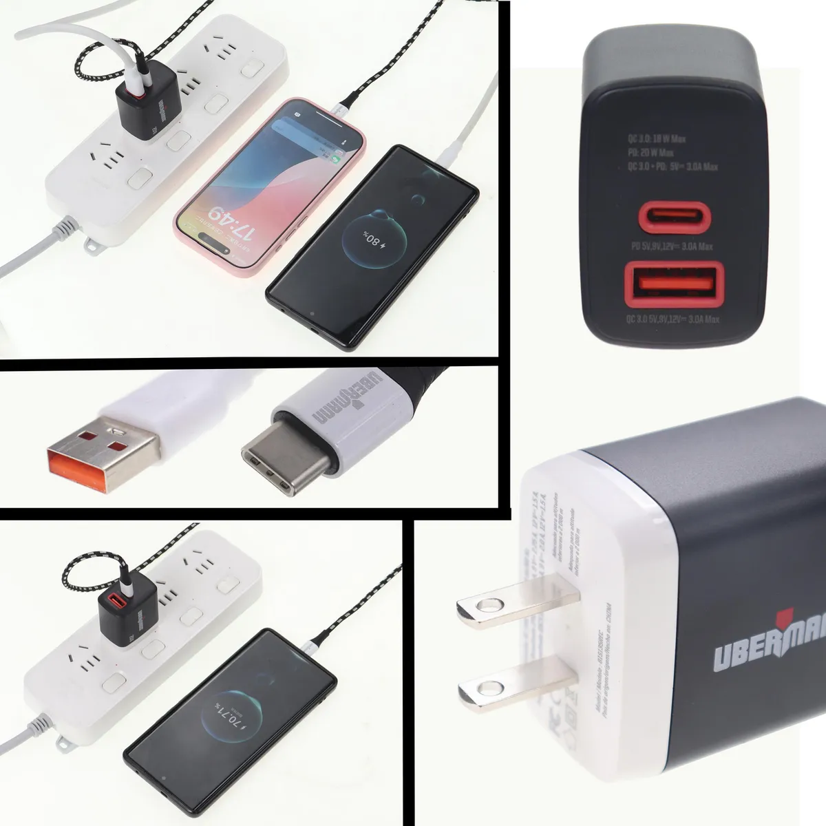 UBERMANN - Cargador USB 2 Puertos 20W