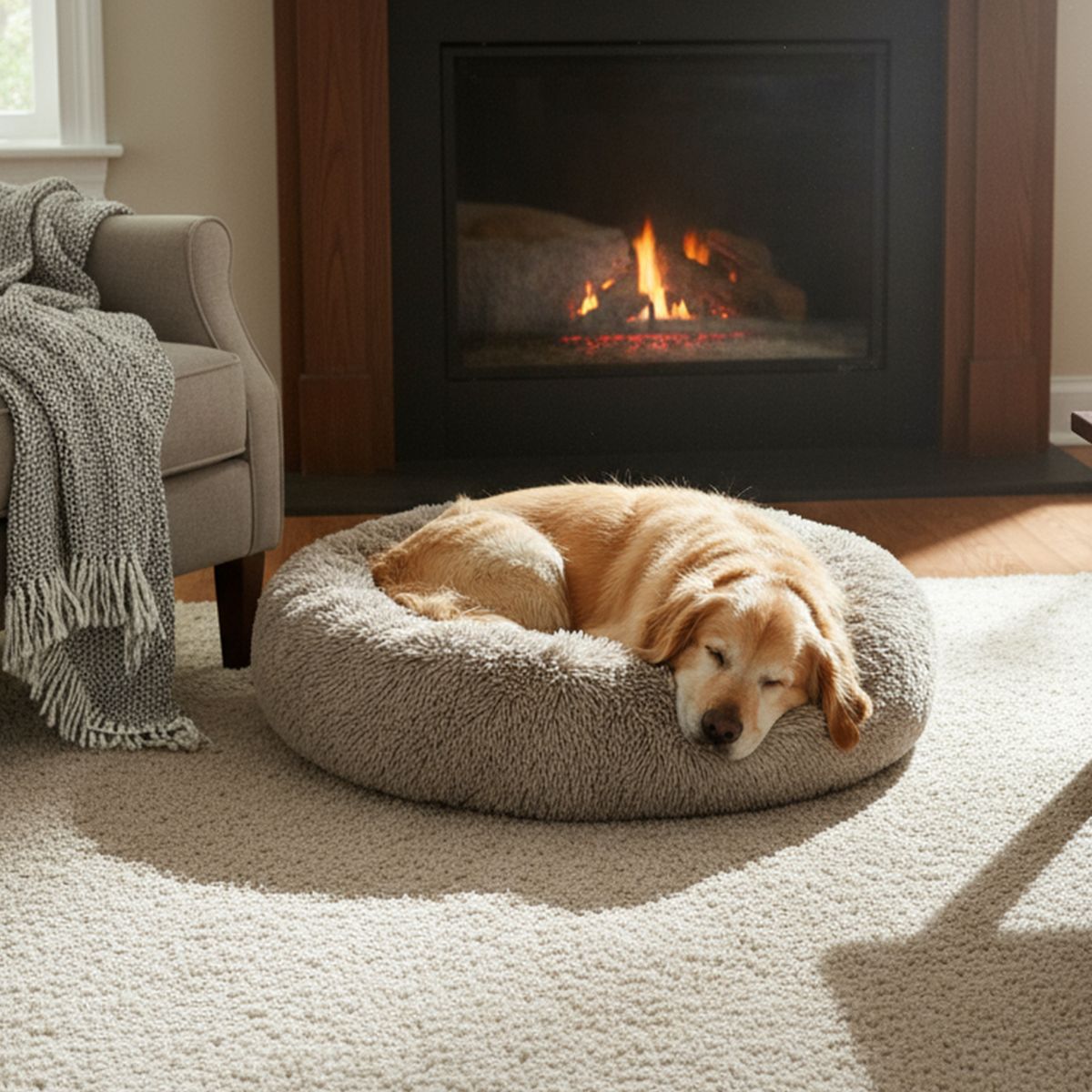 PETIZOOS - Cama para Perro Redonda 76x17 cm Gris Oscuro