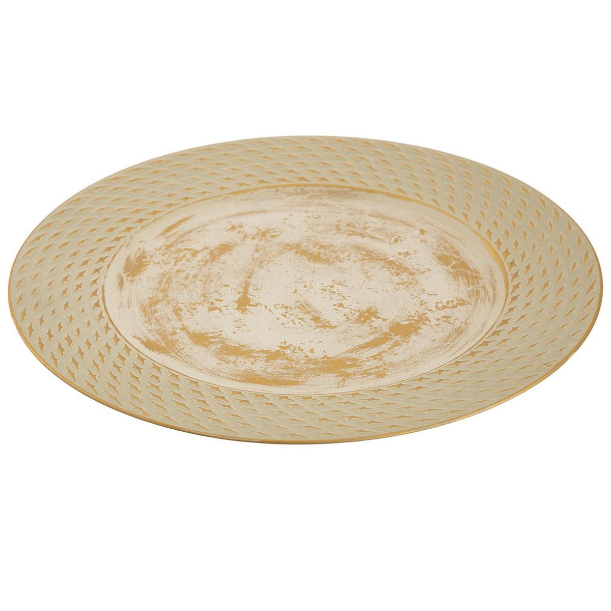 JUST HOME COLLECTION - Base de Plato Dorado/Blanco Navidad 32.7cm