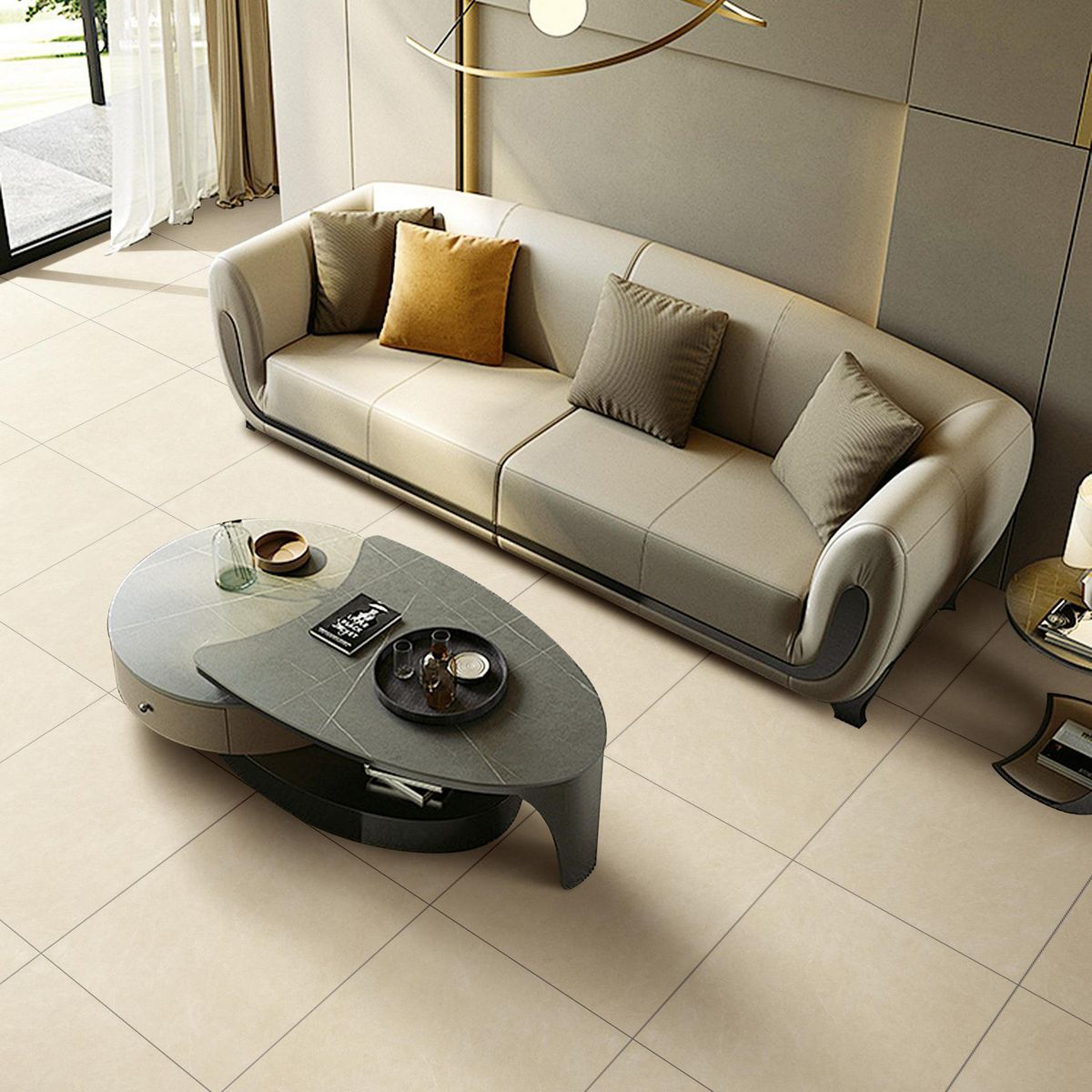 HOLZTEK -  Gres Porcelánicos Marmoladas Lucerna Beige 60x60cm 1.44m2 