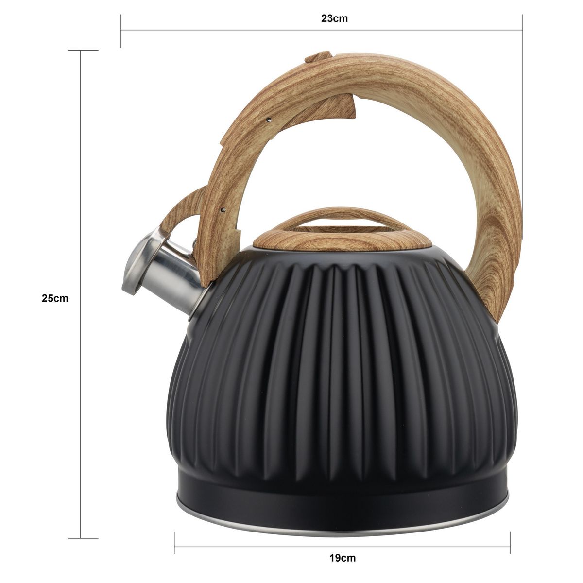 JUST HOME COLLECTION - Tetera con Líneas 3lt Acero Inoxidable Negro/Verde