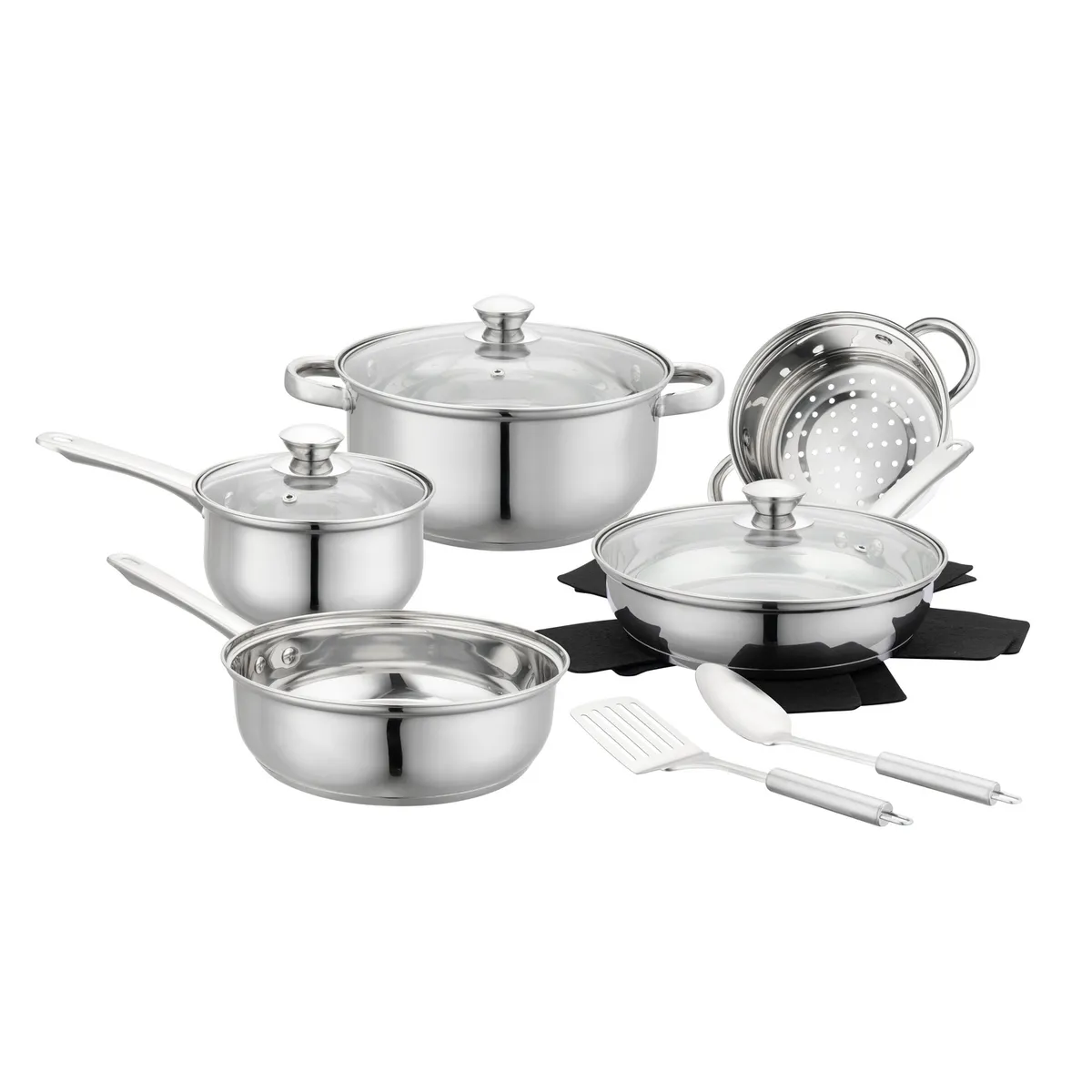 JUST HOME COLLECTION - Set de Batería de Cocina Asti 12 Piezas Acero Inoxidable