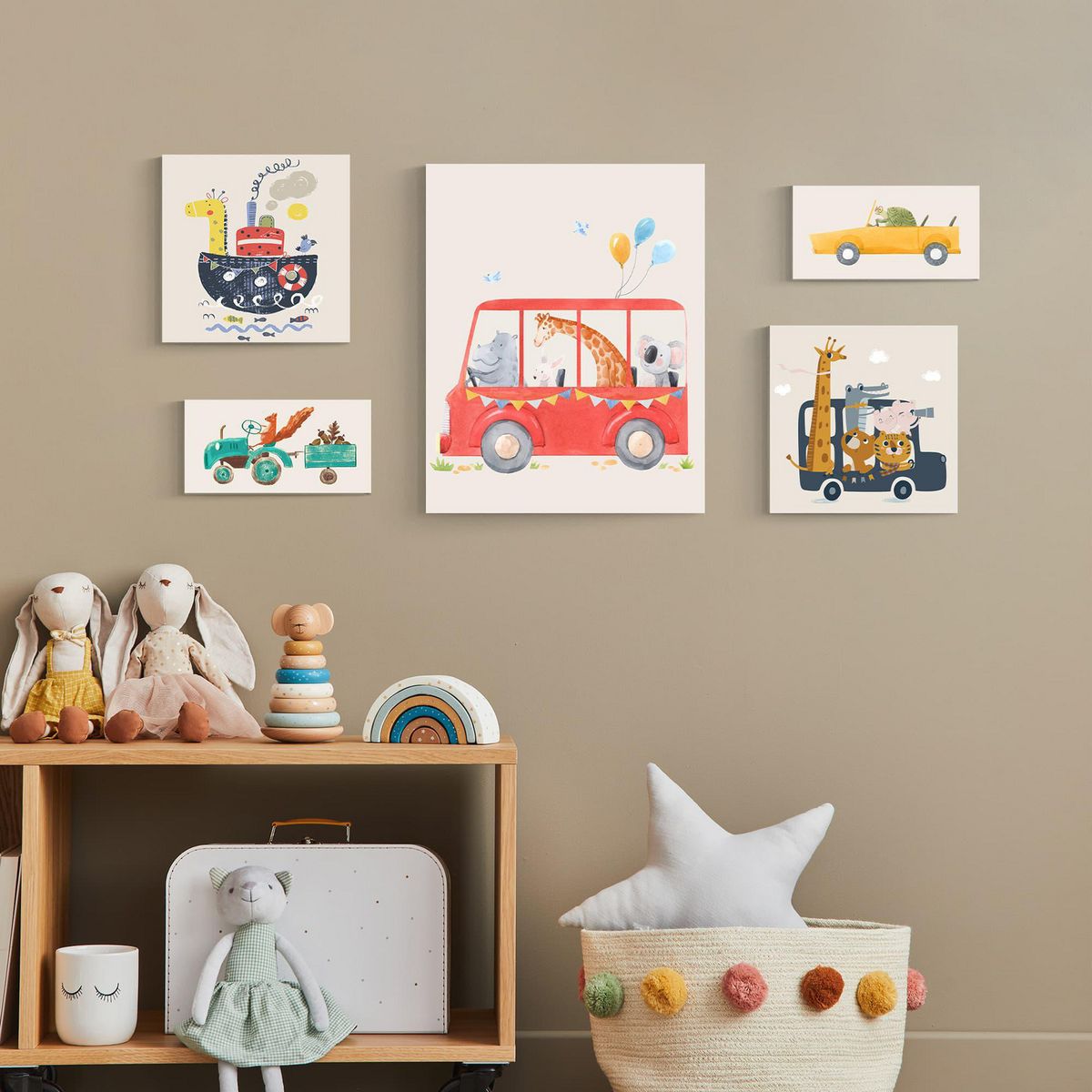 JUST HOME COLLECTION - Set x5 Canvas Kids Cars Mix