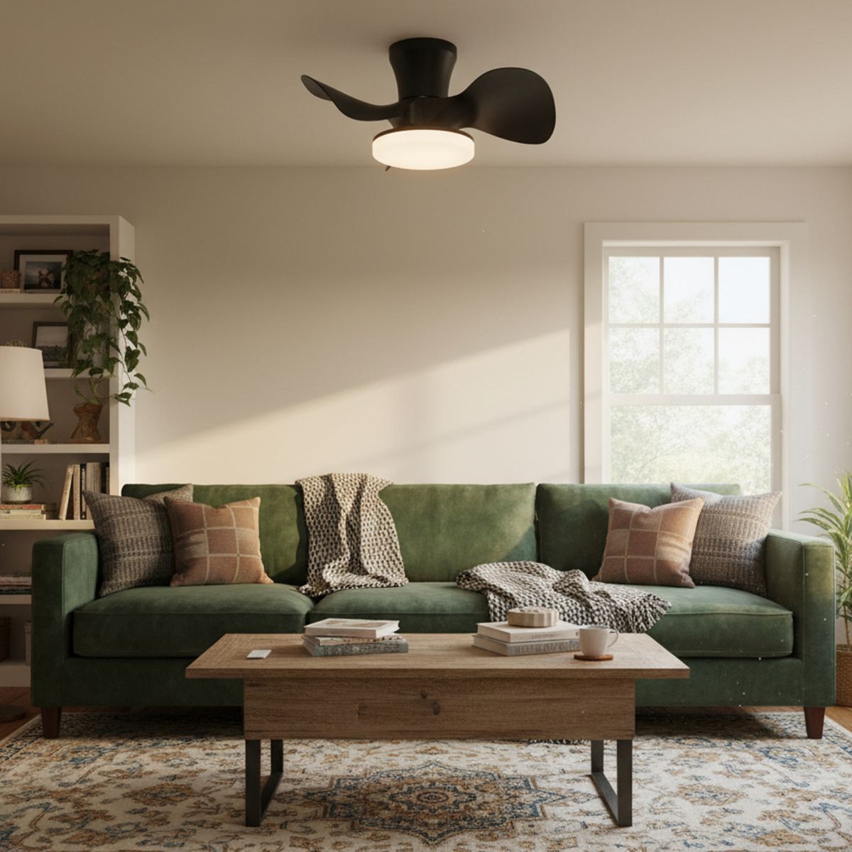 JUST HOME COLLECTION - Ventilador de Techo LED Tom 3 Aspas Negro