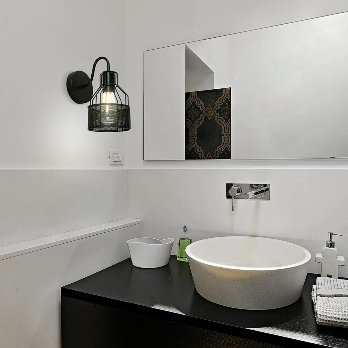 JUST HOME COLLECTION - Aplique Labruna 1L E27 Metal Negro