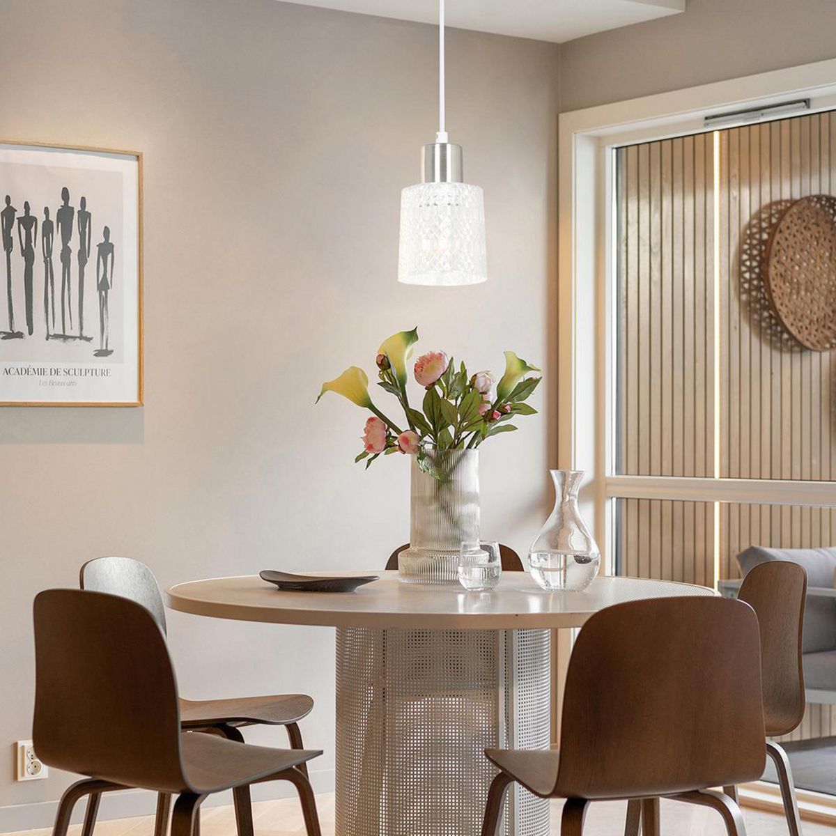 JUST HOME COLLECTION - Lámpara Colgante de Techo 1 Luz Padron Plateada