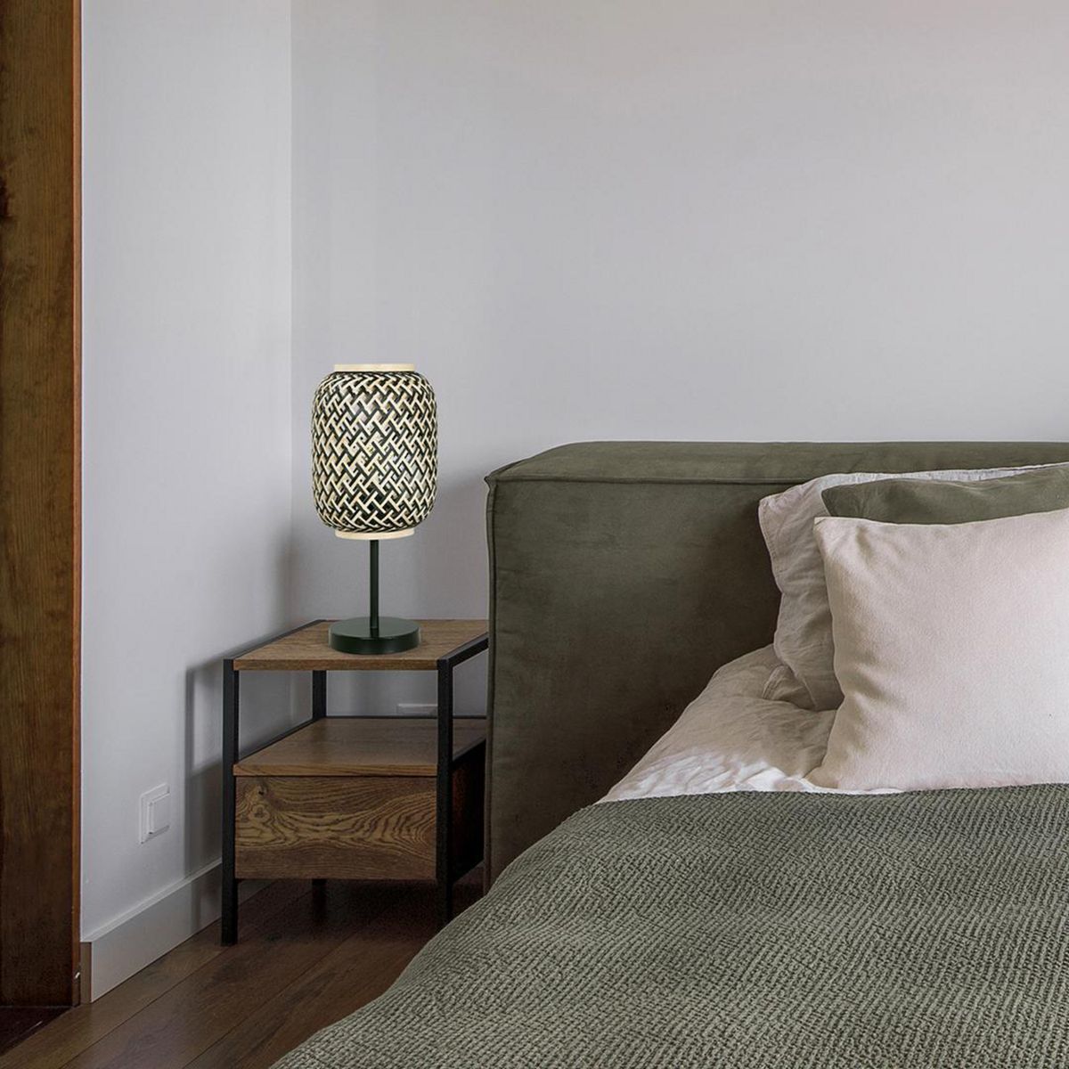 JUST HOME COLLECTION - Lámpara De Mesa Nala 1L E27 Natural/Negro 19x42.5 cm