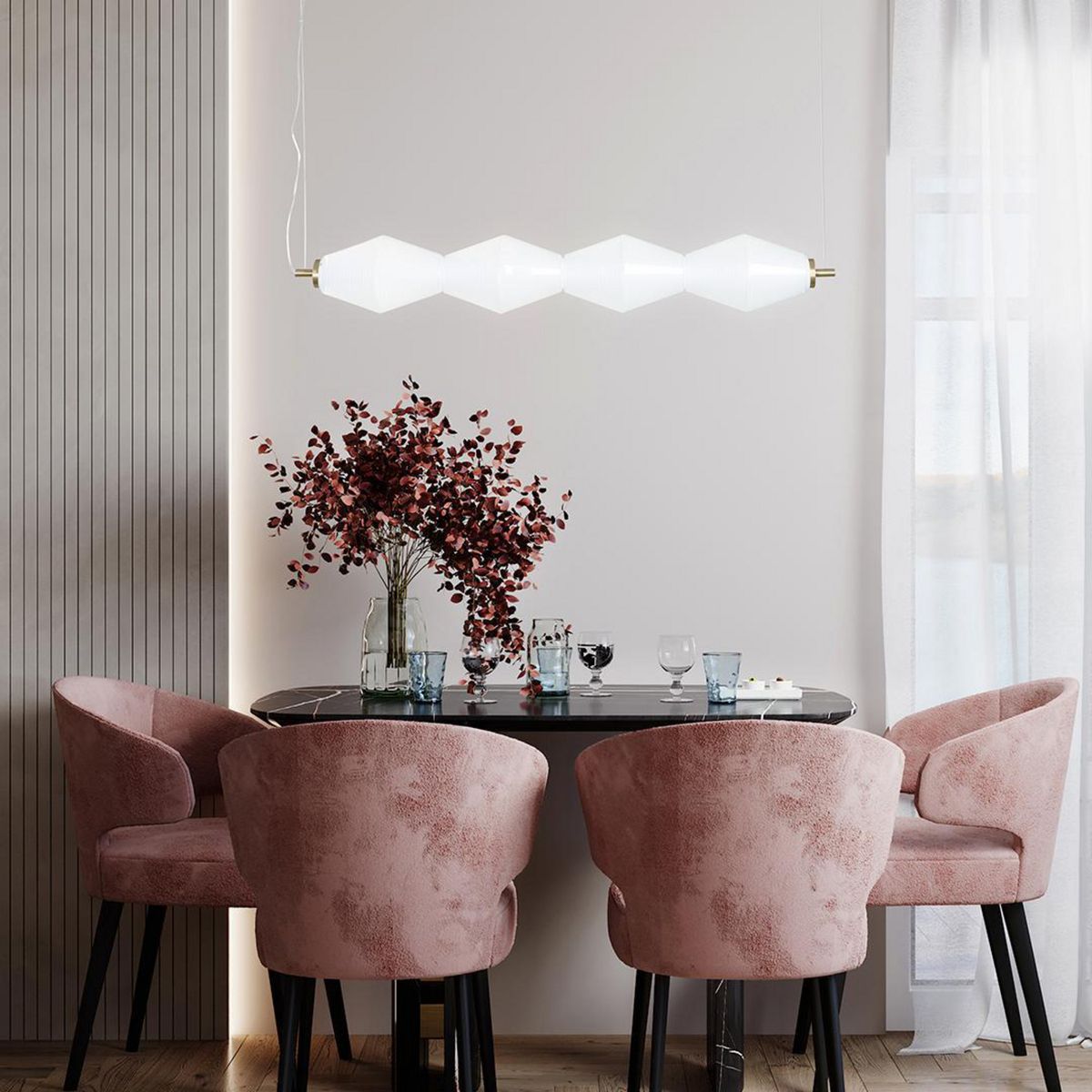 JUST HOME COLLECTION - Lámpara Colgante LED Guille 4PTL Metal Amarillo/Dorado