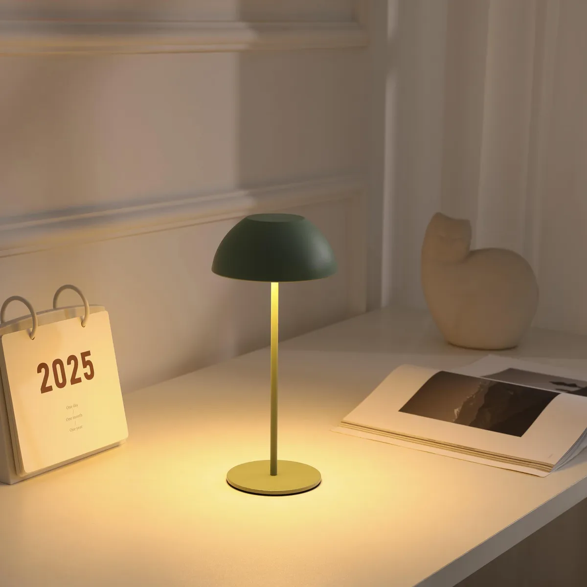 JUST HOME COLLECTION - Lámpara de Mesa LED Bali Touch Verde 13x28 cm