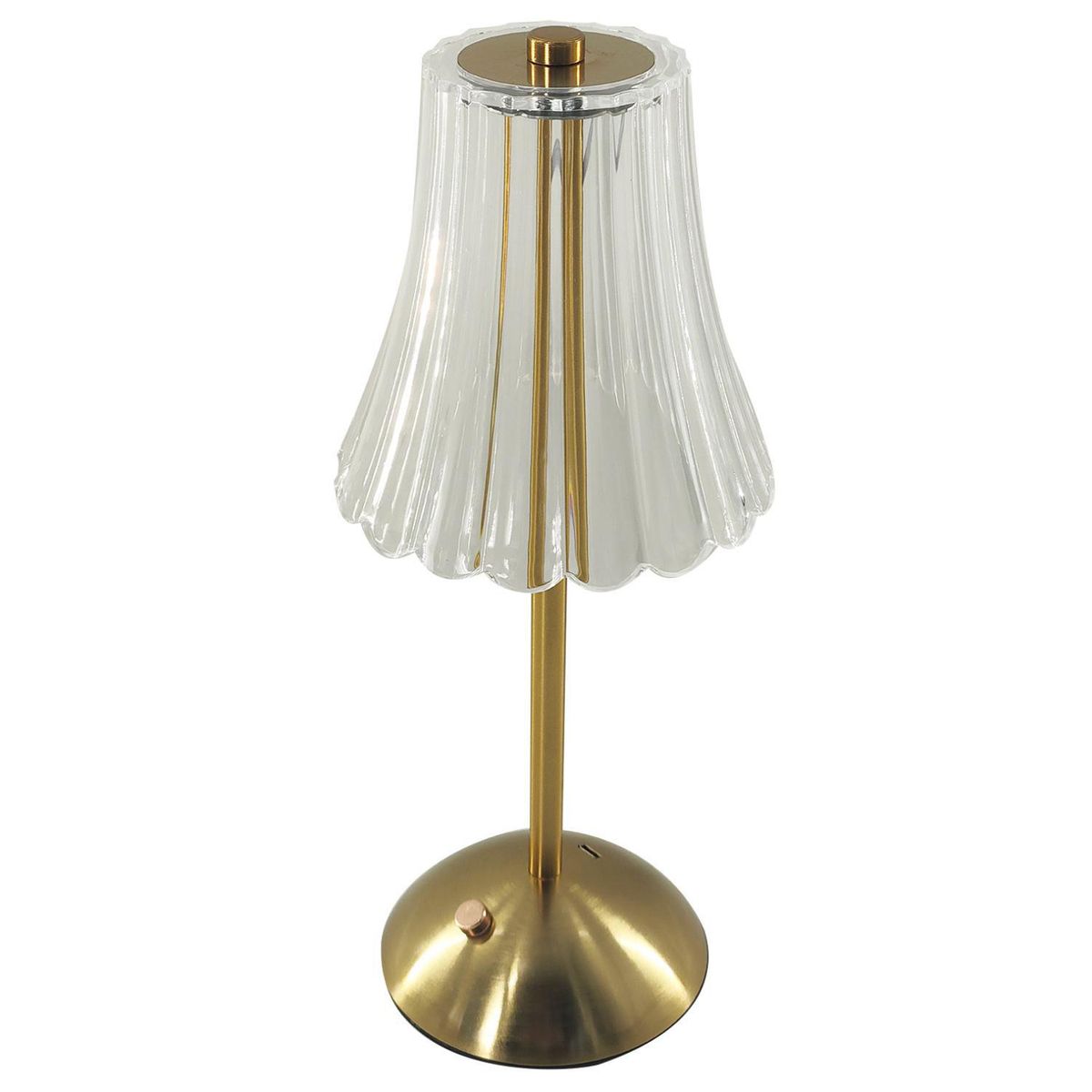 JUST HOME COLLECTION - Lámpara de Mesa LED Touch USB 1 Amarillo/Dorado 12.5x12.5 cm