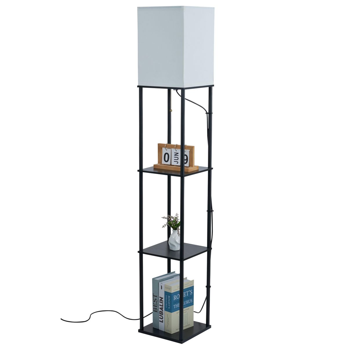 JUST HOME COLLECTION - Lámpara de Pie Torva 1L E27 Negro/Blanco 26x157.5 cm