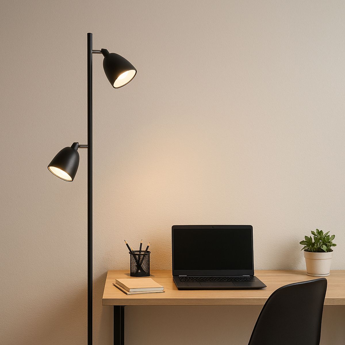 JUST HOME COLLECTION - Lámpara de Pie Trier 2L GU10 Negro 21x154 cm