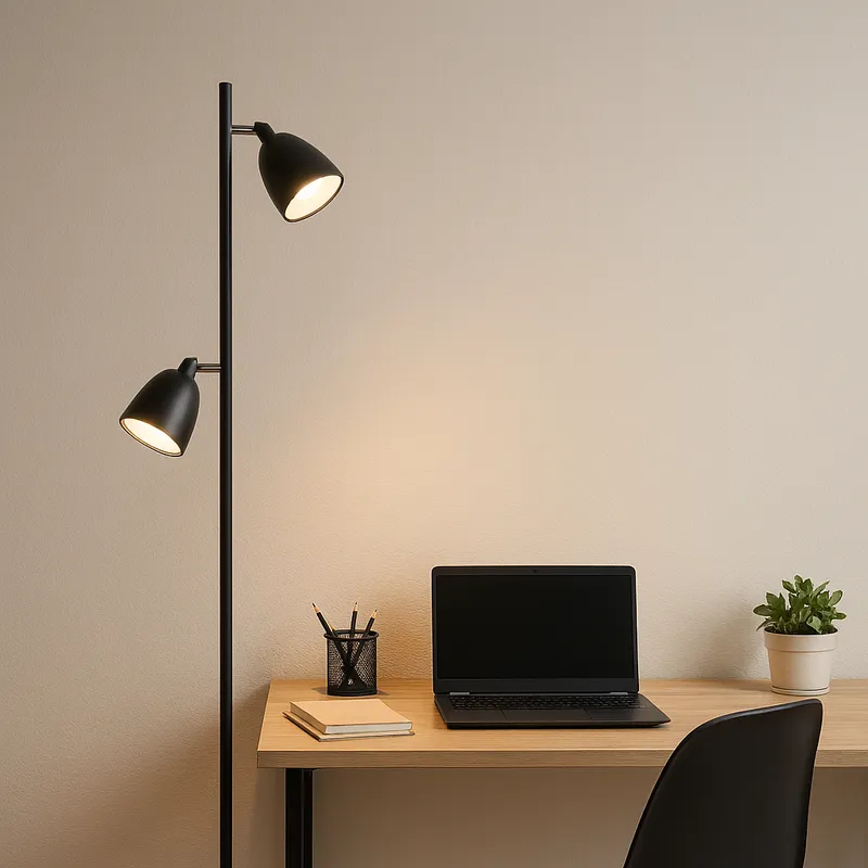 JUST HOME COLLECTION - Lámpara de Pie Trier 2L GU10 Negro 21x154 cm