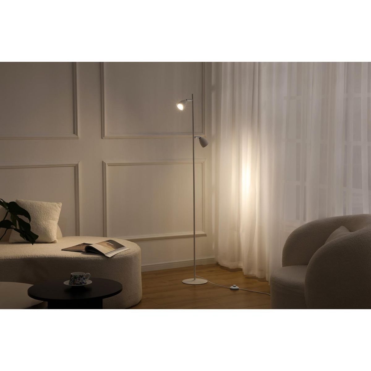 JUST HOME COLLECTION - Lámpara de Pie Trier 2L GU10 Blanco 21x154 cm