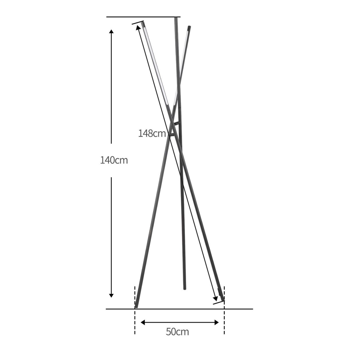 JUST HOME COLLECTION - Lámpara de Pie LED Barnes Negro 50x140 cm