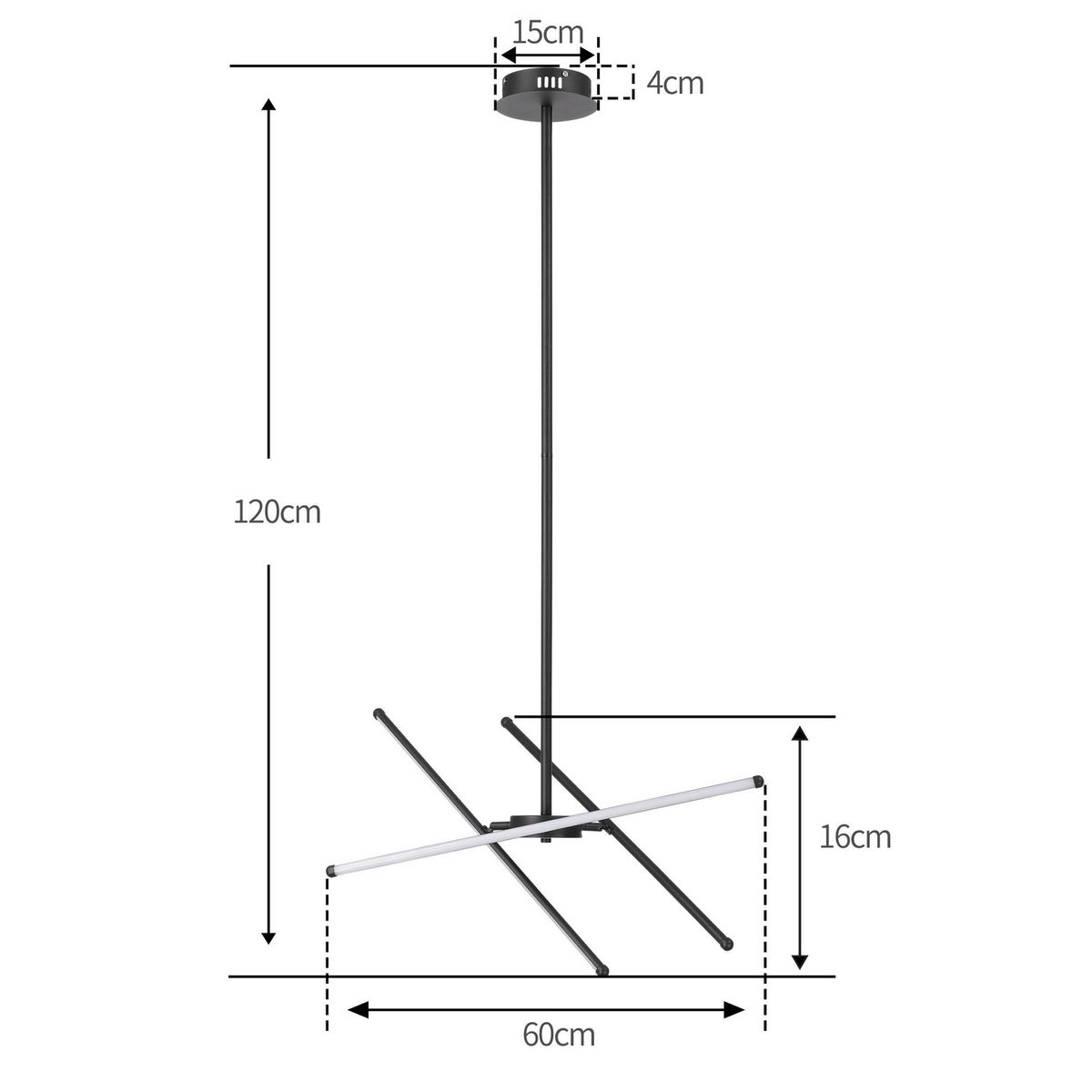 JUST HOME COLLECTION - Lámpara Colgante de Techo 3 Luces LED Barnes Negra