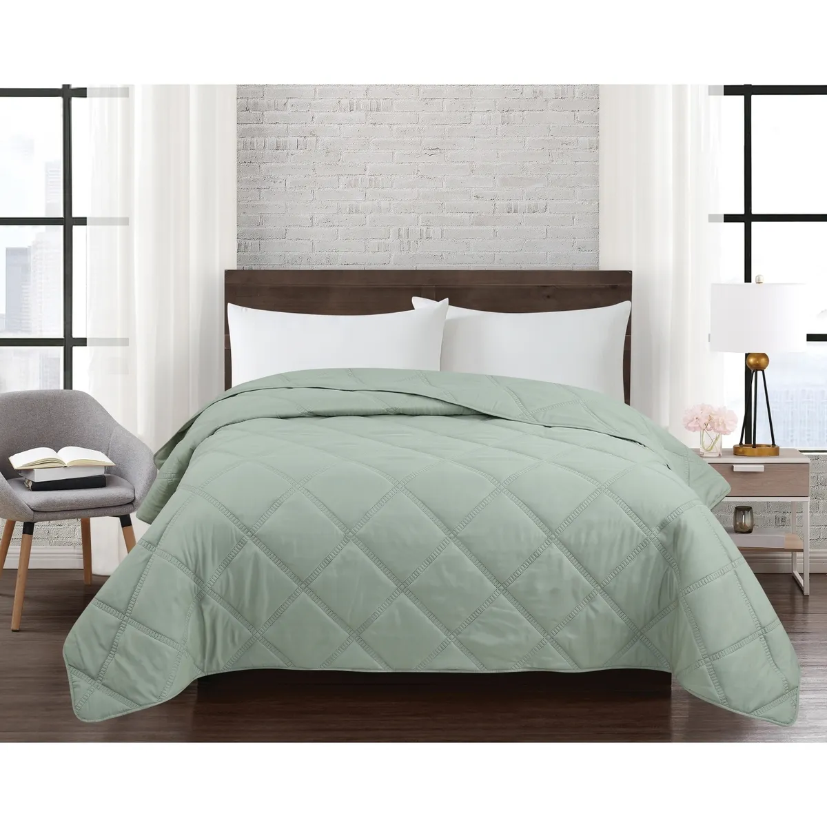 JUST HOME COLLECTION - Cubrecama BTS26 1.5 Plazas Color Verde