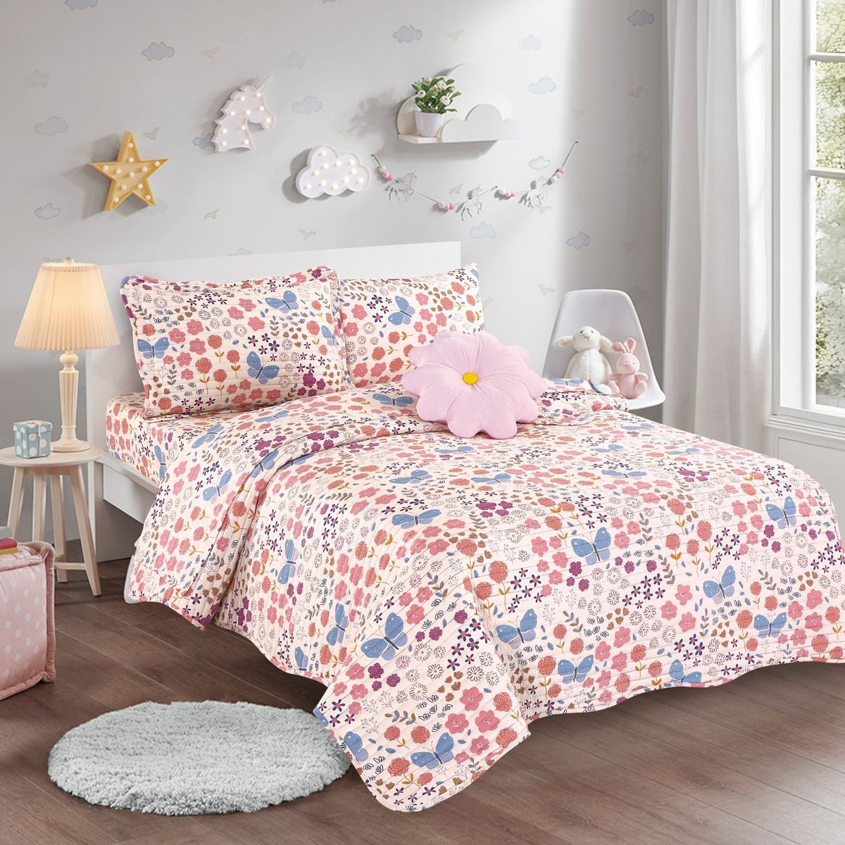 JUST HOME COLLECTION - Cubrecama Kids Flor Multicolor 1.5 Plazas