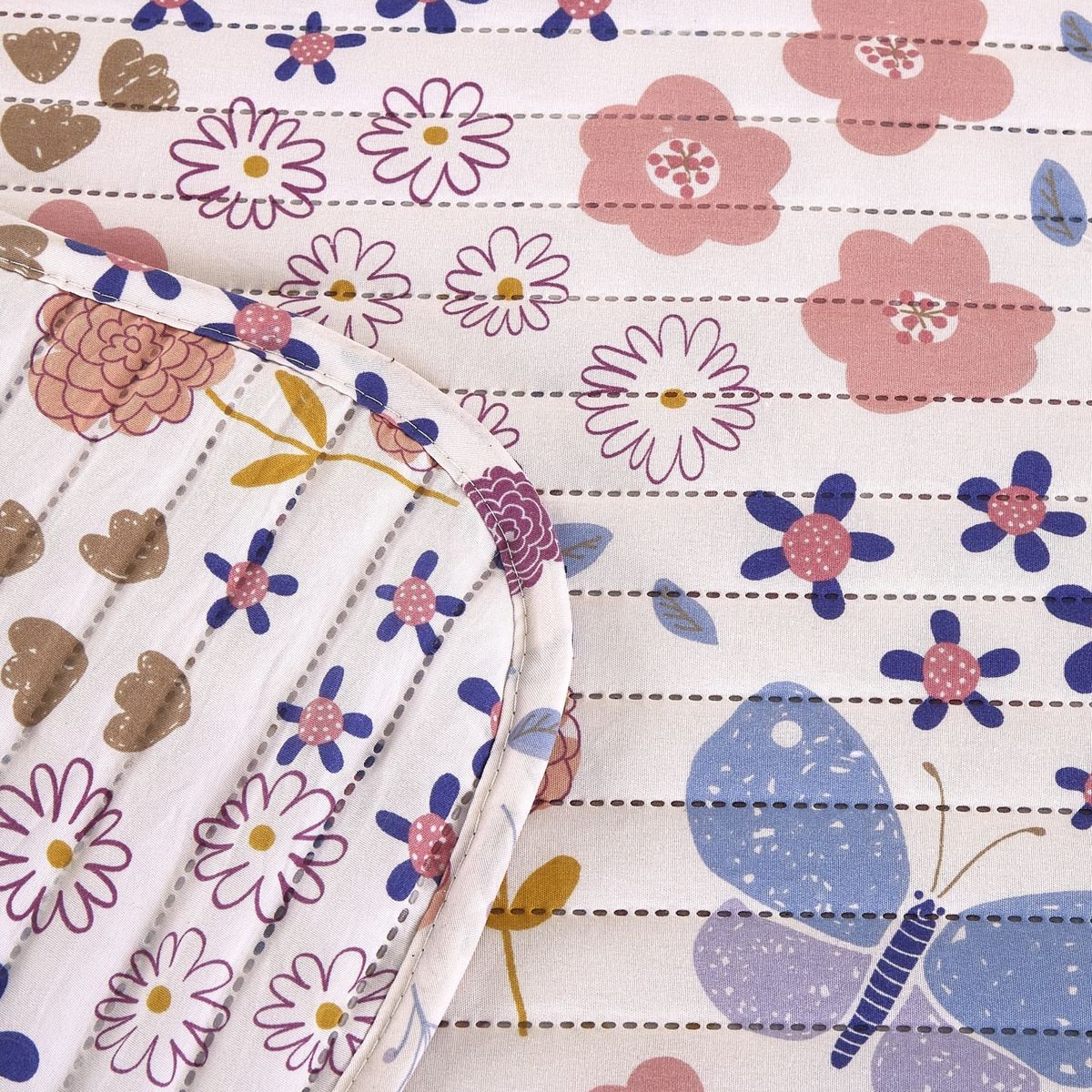 JUST HOME COLLECTION - Cubrecama Kids Flor Multicolor 1.5 Plazas