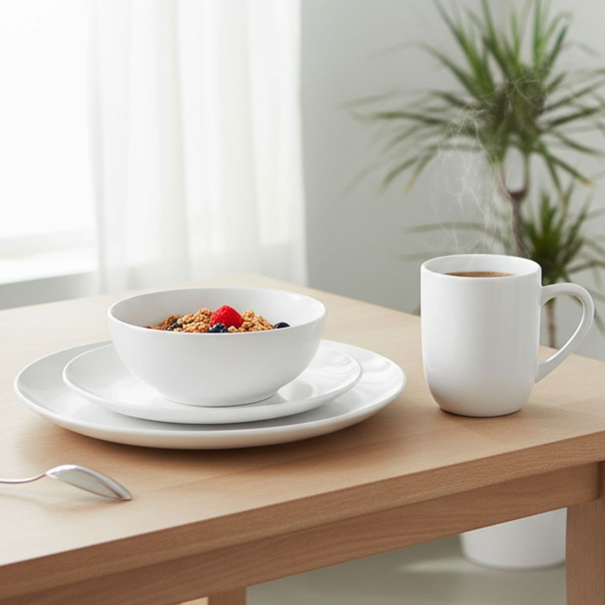 JUST HOME COLLECTION - Juego de Vajilla 24 Piezas de Porcelana Clavel