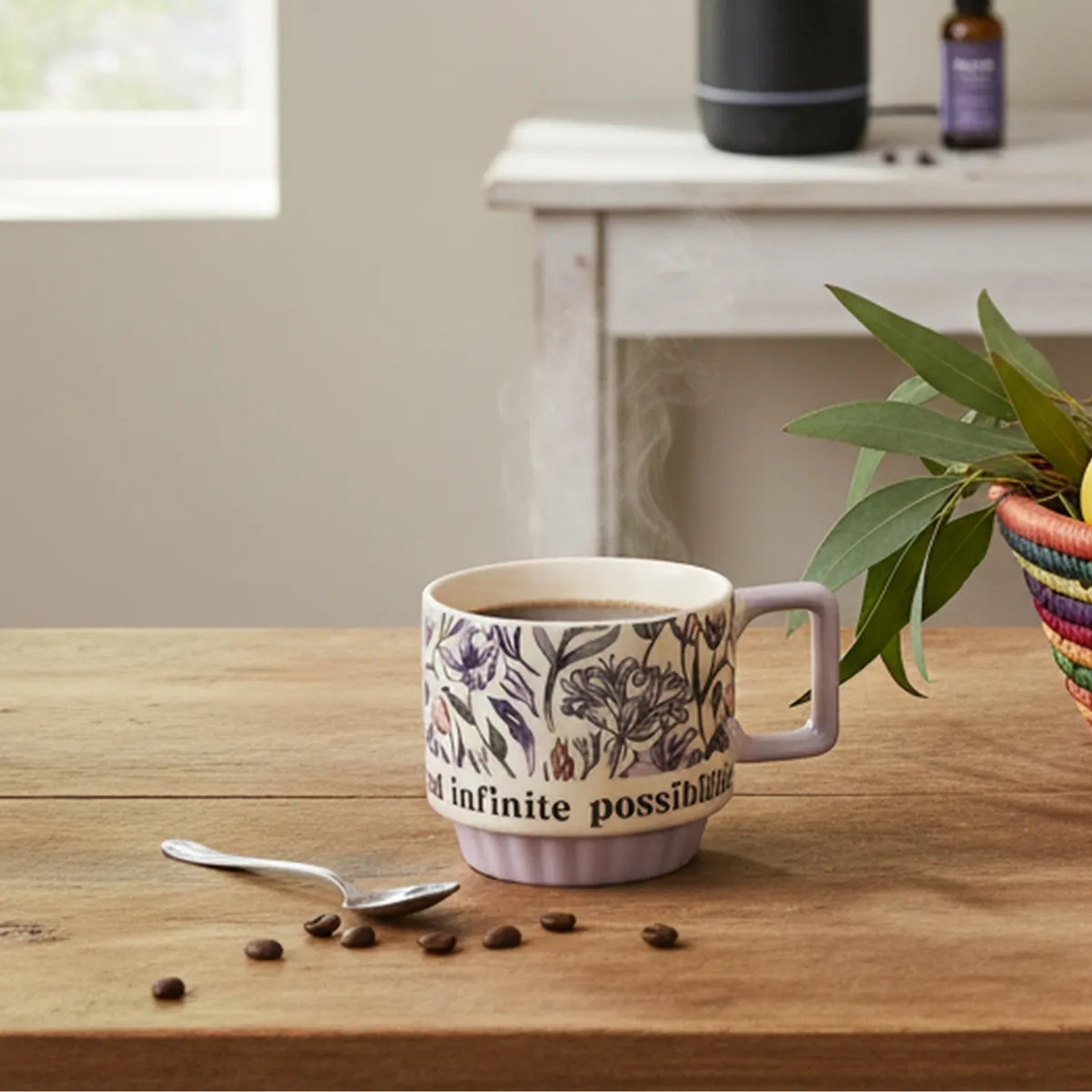 JUST HOME COLLECTION - Set x4 Tazas 350 ml con Rack Metálico Surtidas