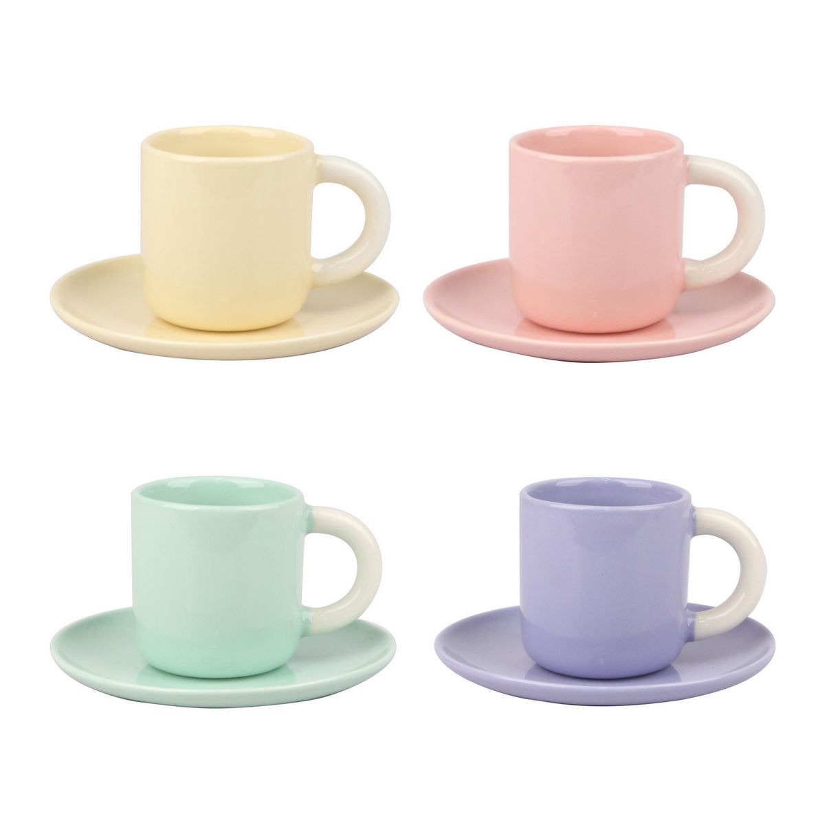JUST HOME COLLECTION - Set x4 Tazas 100 ml Colores Surtidos
