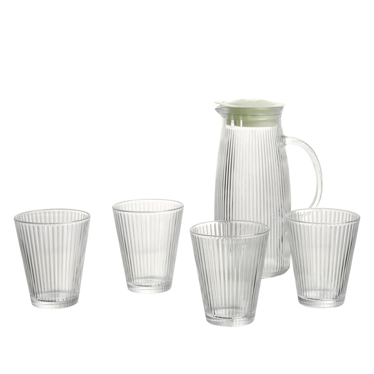 JUST HOME COLLECTION - Set de Jarro 800 ml con 4 Vasos 200 ml de Vidrio