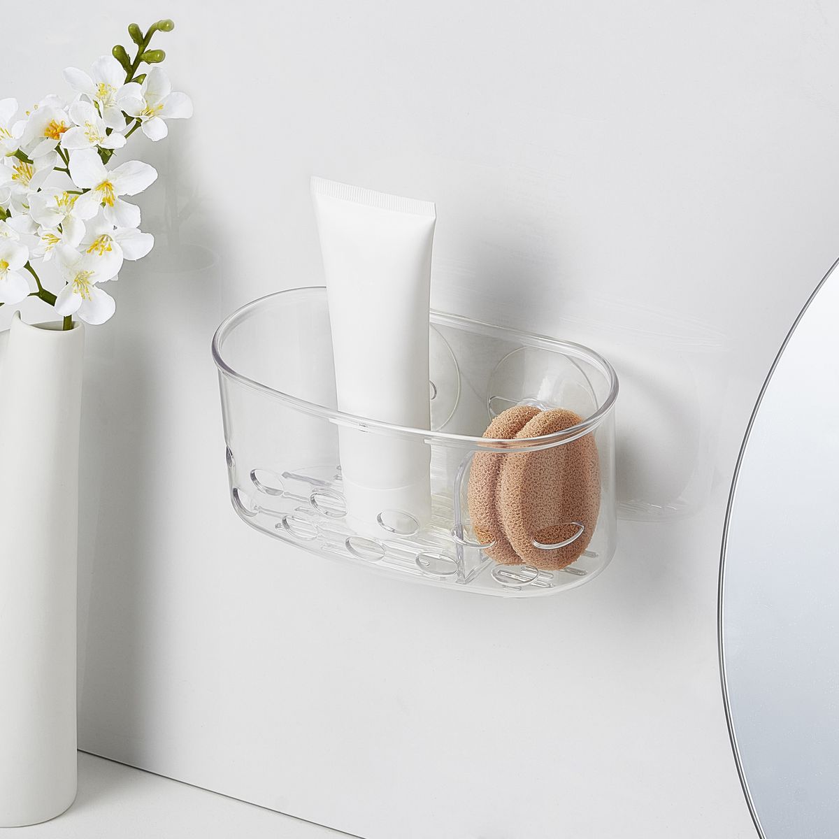 JUST HOME COLLECTION - Organizador de Ducha Transparente con Divisiones