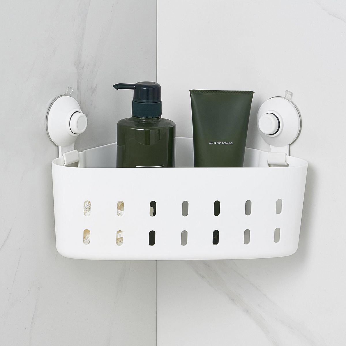 JUST HOME COLLECTION - Organizador para ducha esquinero con succión