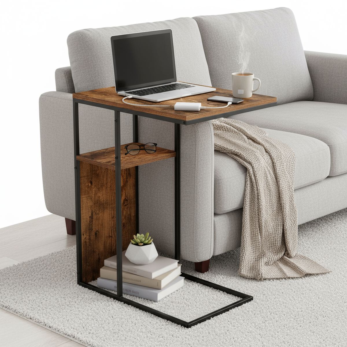 JUST HOME COLLECTION - Mesa Lateral Multifuncional Roma Roble 40x70x60 cm