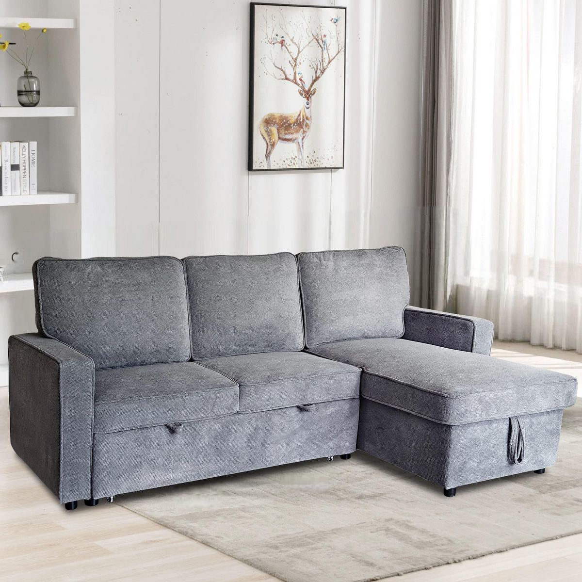 JUST HOME COLLECTION -  Sofá Cama Dallas Gris 208x76x89 cm