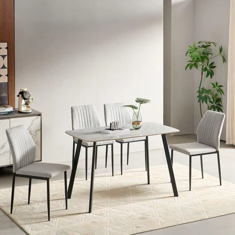 JUST HOME COLLECTION - Juego de Comedor Darmani 70x120x76 cm Gris, Negro
