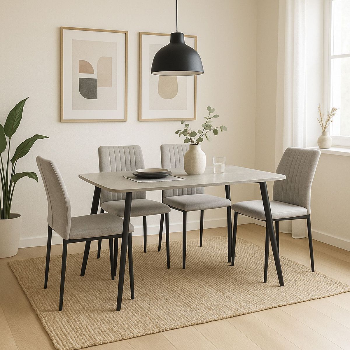 JUST HOME COLLECTION - Juego de Comedor Darmani 70x120x76 cm Gris, Negro