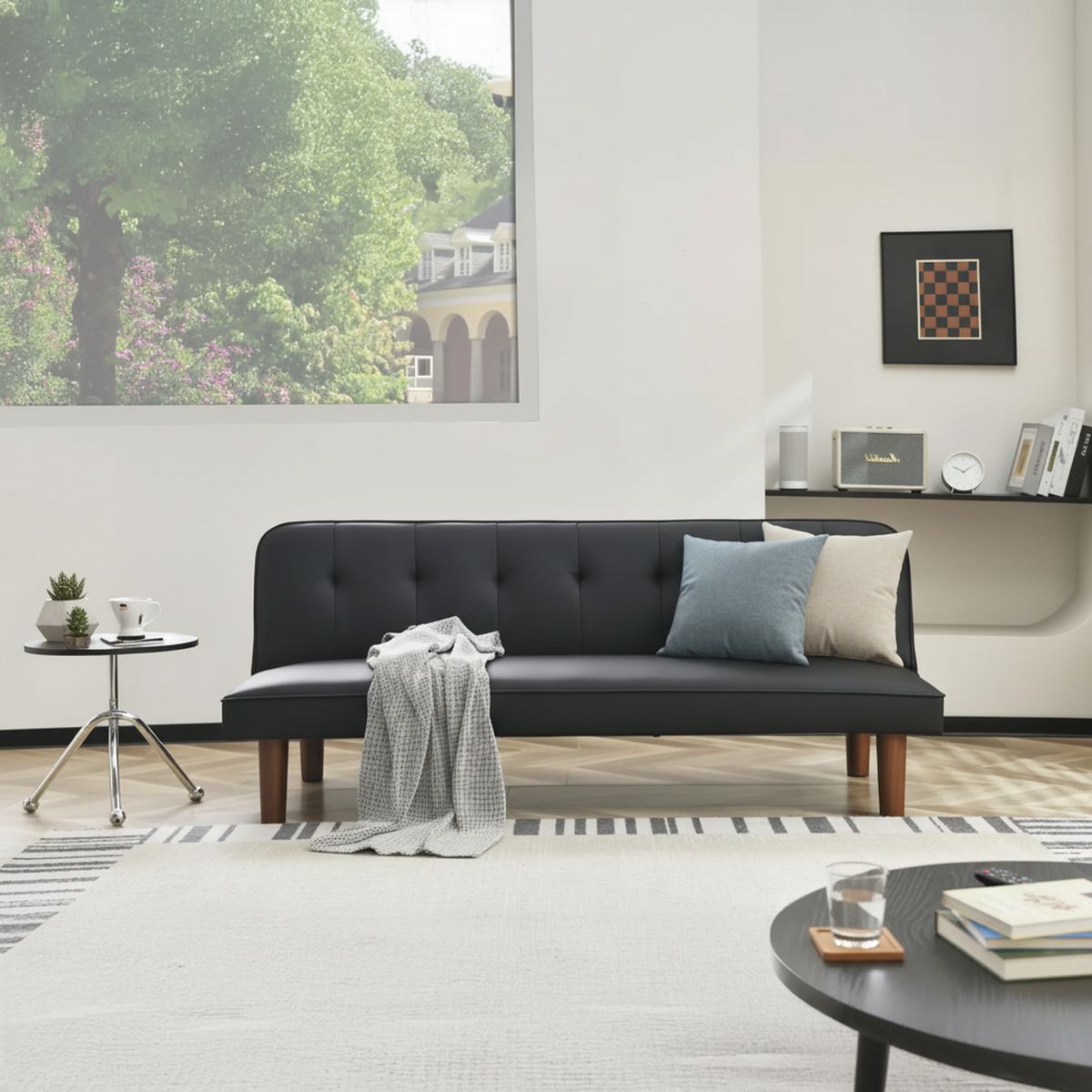 JUST HOME COLLECTION - Sofá Cama Finley Negro 165.5x75x69 cm