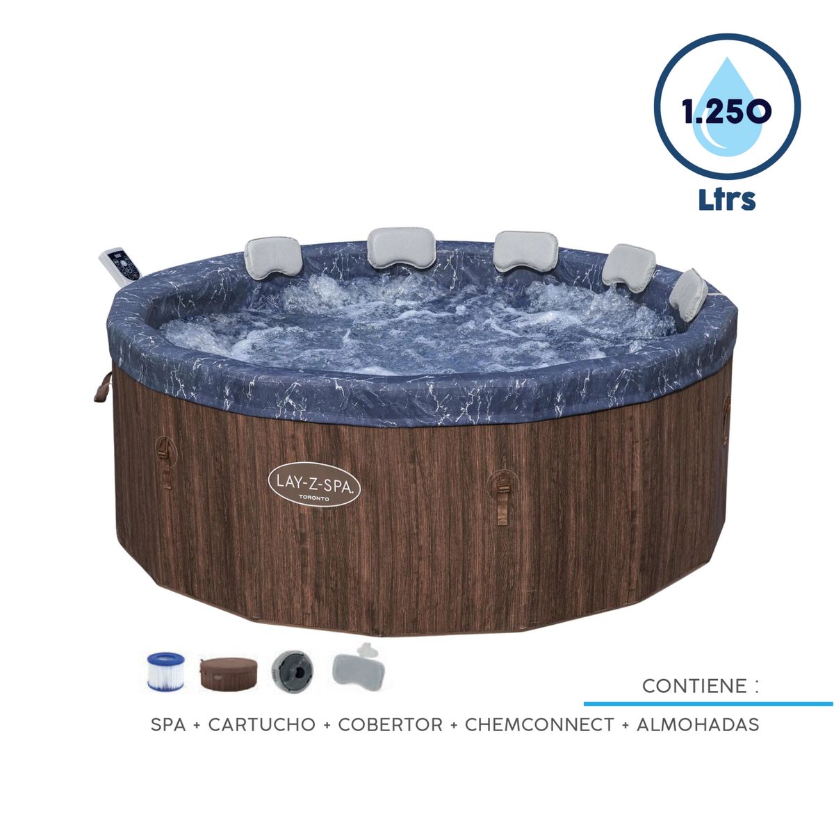 BESTWAY - Spa Inflable Toronto 190x70 cm 1,300 Litros 6001W