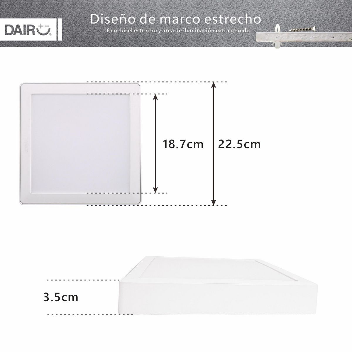 DAIRU - Panel LED Sobre Cuadrado 18W LC
