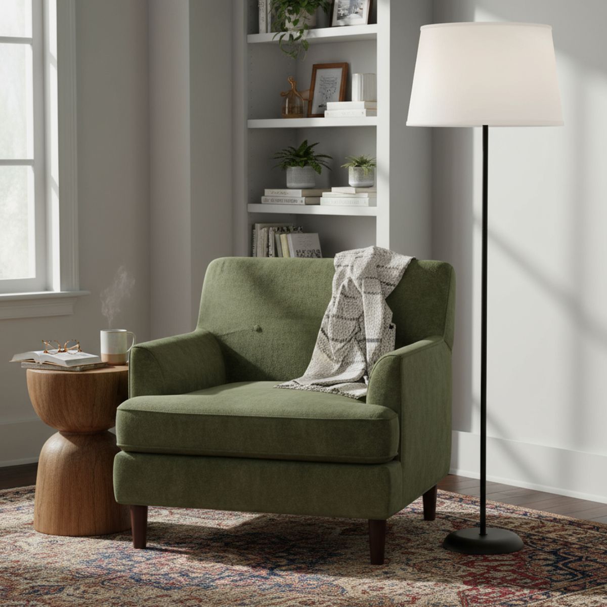 CASA BONITA - Lámpara de Pie New Satin 1L E27 Blanco/Negro 40x150 cm