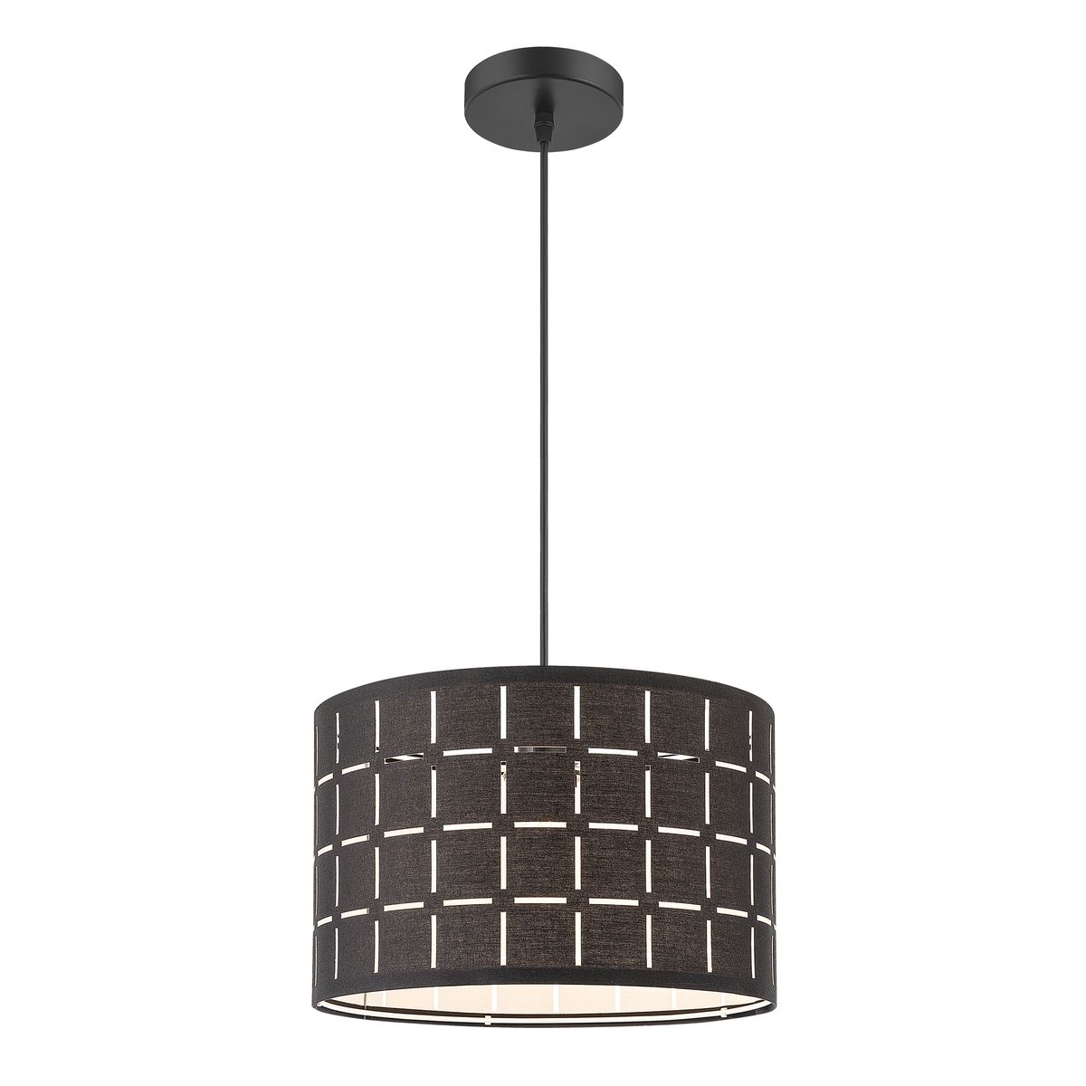 JUST HOME COLLECTION - Lámpara Colgante de Techo 1 Luz Tela Negra