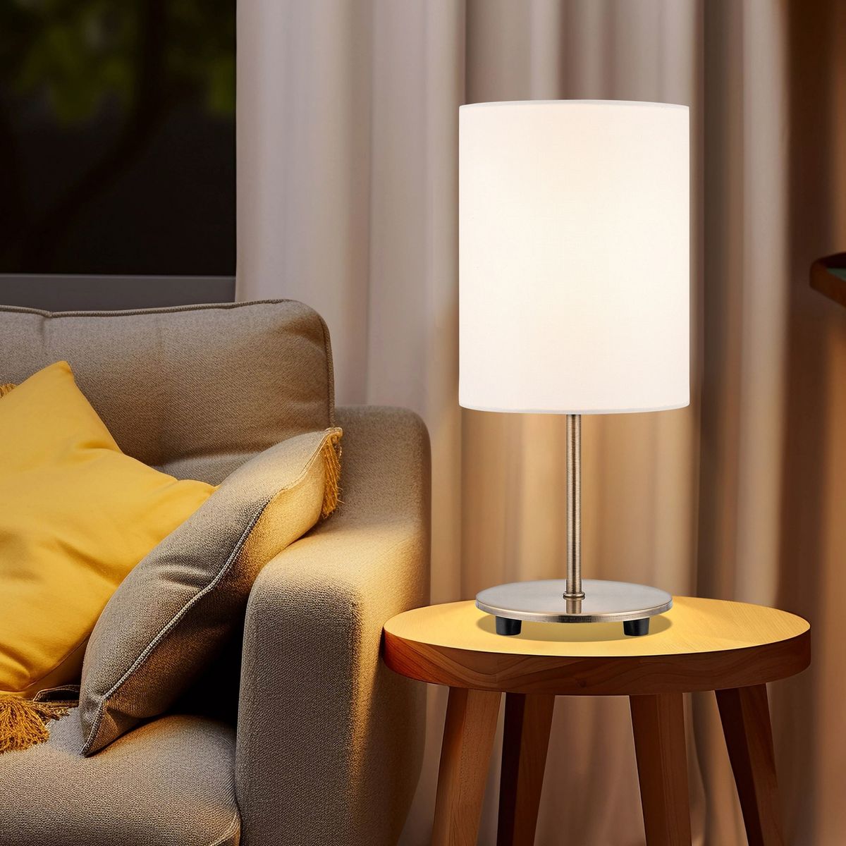 CASA BONITA - Lámpara de Mesa 1 Luz Niza Blanca/Dorada Pack x2