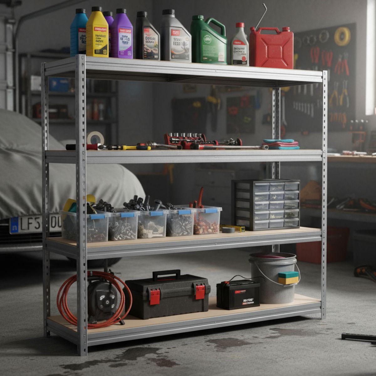 FIXSER - Estantería Metálica Heavy Duty 4 Niveles Acero 200x200x60 cm