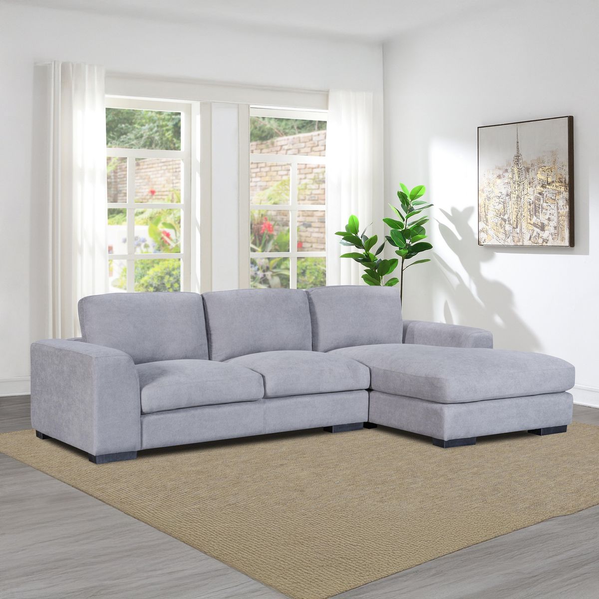 JUST HOME COLLECTION - Seccional 3 Cuerpos Derecha Nube Steel