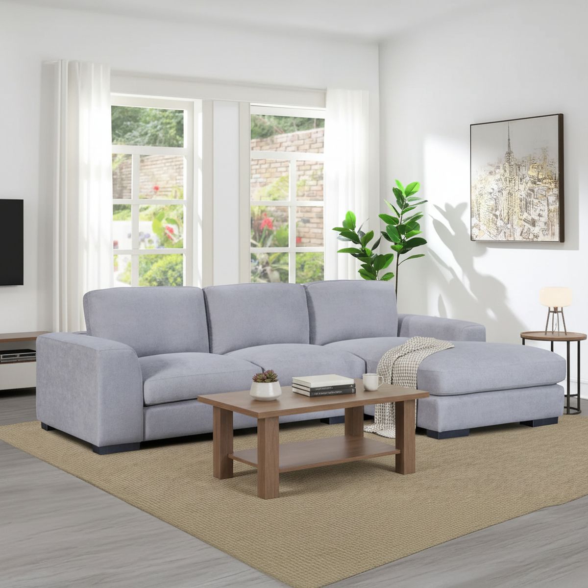 JUST HOME COLLECTION - Seccional 3 Cuerpos Derecha Nube Steel