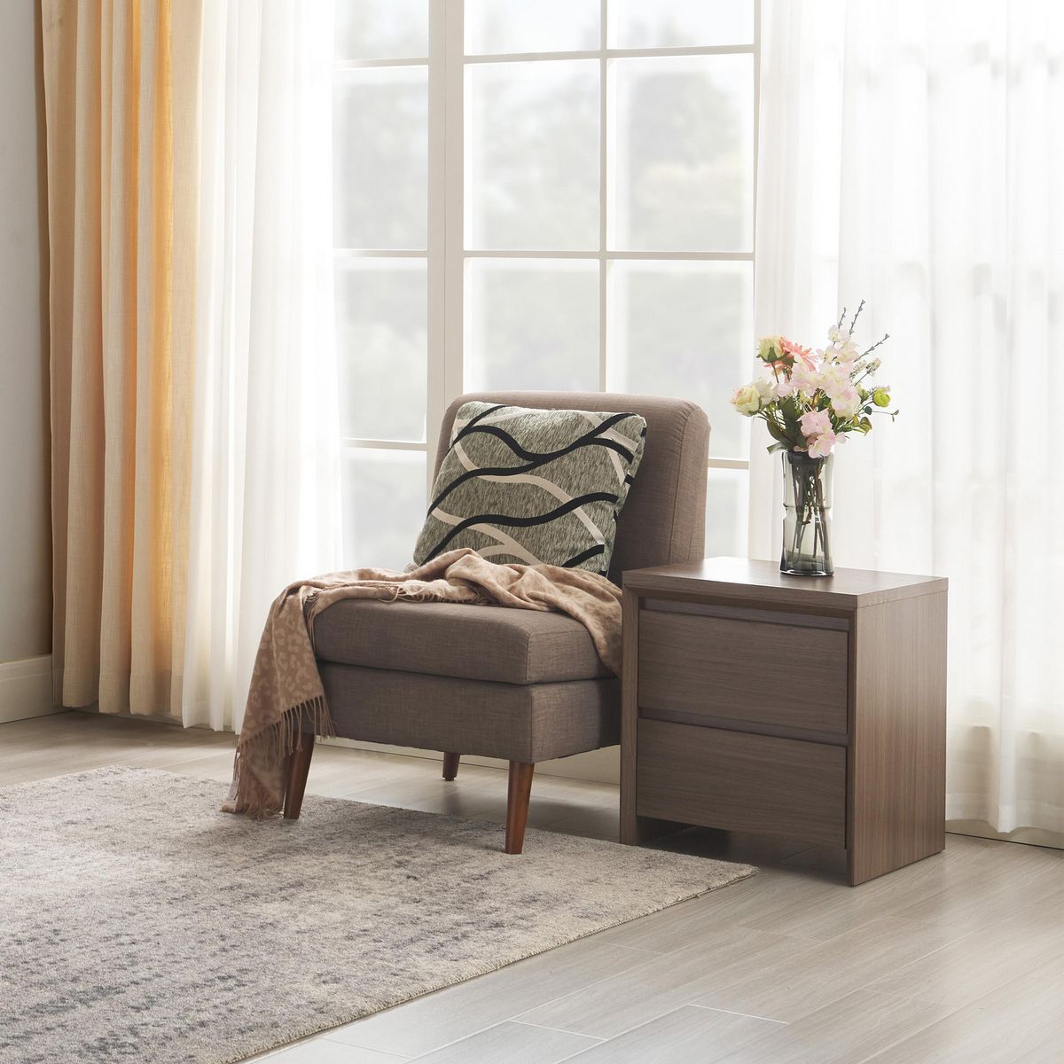 JUST HOME COLLECTION - Mesa de Noche Grecia Café Oscuro