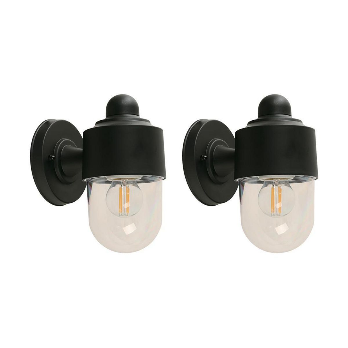 JUST HOME COLLECTION - Pack x2 Aplique Exterior 1 Luz E27 Negro