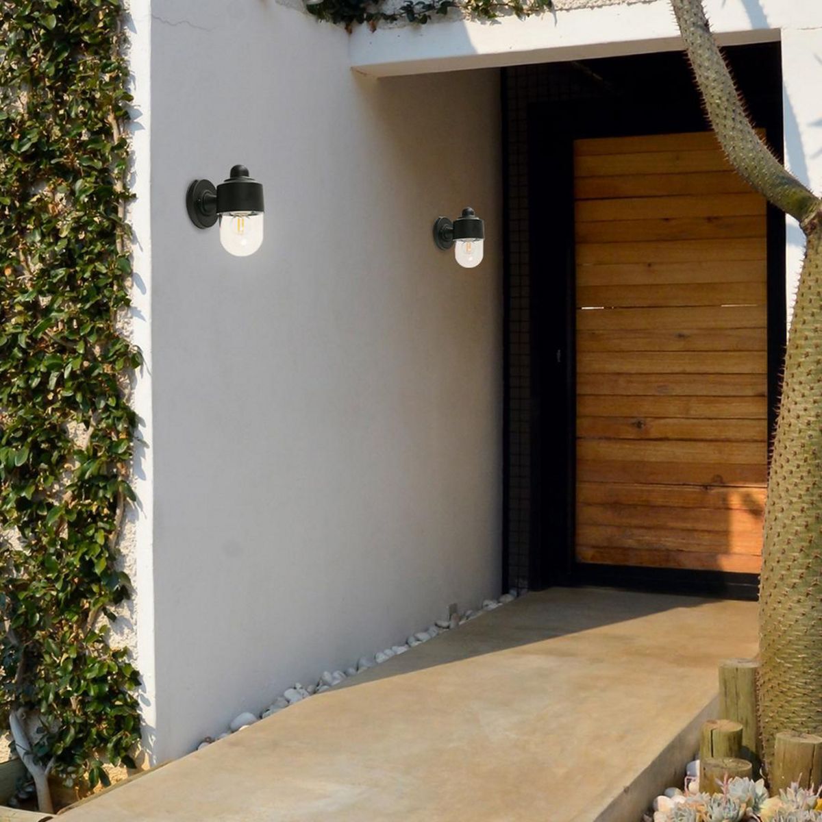 JUST HOME COLLECTION - Pack x2 Aplique Exterior 1 Luz E27 Negro